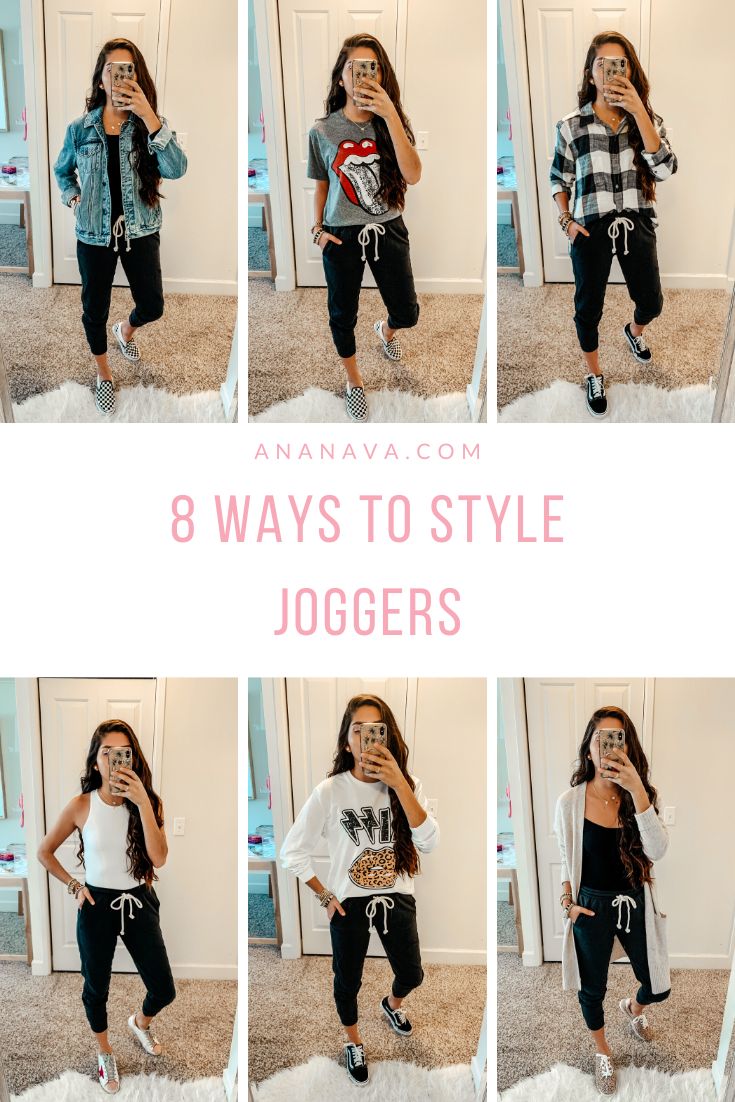 Joggers outfit / how to wear joggers / work from home outfit ideas Dressed Up Joggers Work, Jogger Outfits Women Casual, Joggers Outfit Ideas For Women, Gray Joggers Outfit Fall, Satin Joggers Outfit Dressy Winter, Joggers At Work Outfit, What To Wear With Black Joggers Casual, Women’s Outfits With Joggers, Dress Joggers Outfits