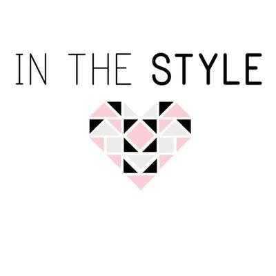 the words in the style are black and white, with pink triangles on it's side