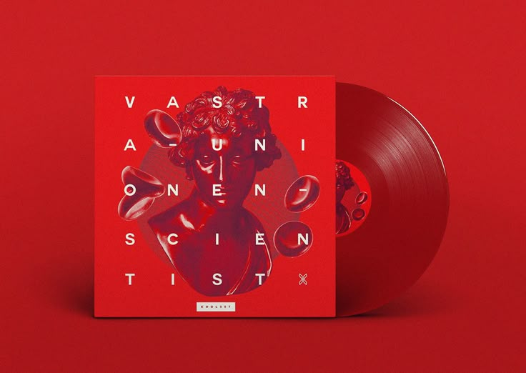 a red vinyl album on a red background