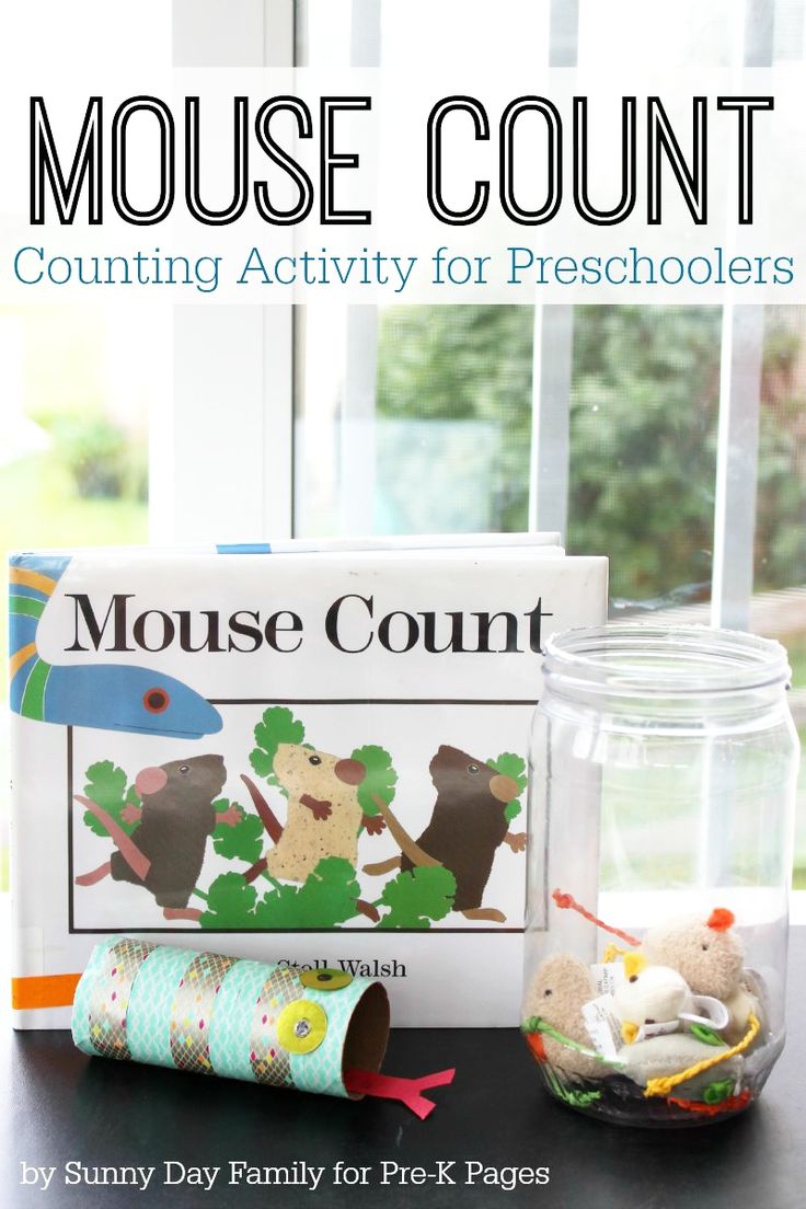 the mouse count counting activity for preschoolers is shown in front of a glass jar