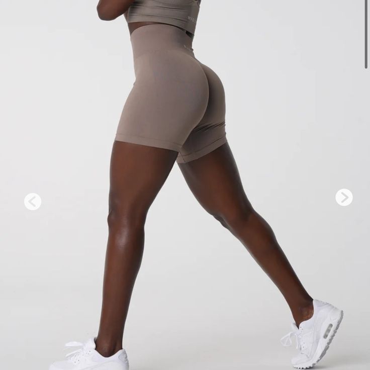 Brand New! Sporty Brown Short Leg Bottoms, Sporty Brown Bottoms With Short Leg, Sporty Brown Shorts, Compressive Seamless Beige Shorts, Sporty Beige Workout Bottoms, Sporty Beige Gym Bottoms, Beige Sporty Workout Bottoms, Beige Compression Bottoms For Gym, Sporty Brown Bottoms With Built-in Shorts