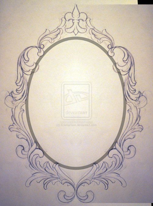 a drawing of a circular frame with an ornate design