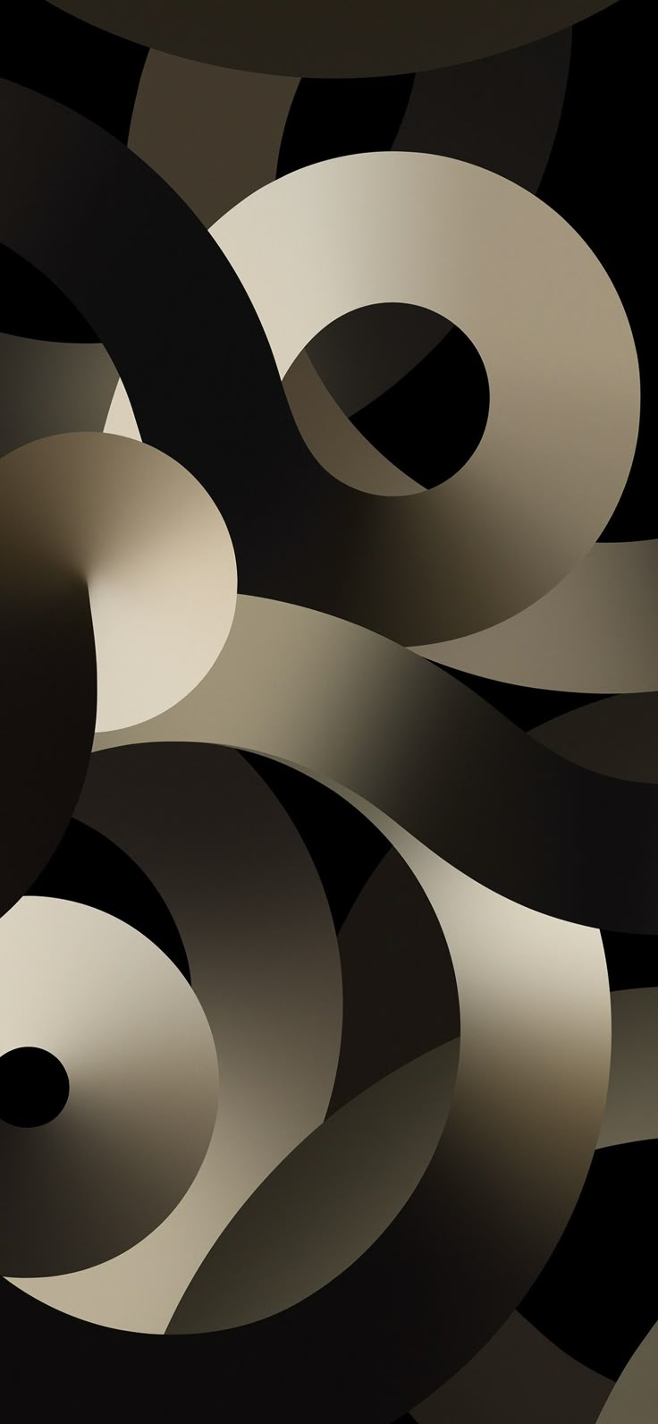 an abstract black and white background with curved circles in the center, on top of each other