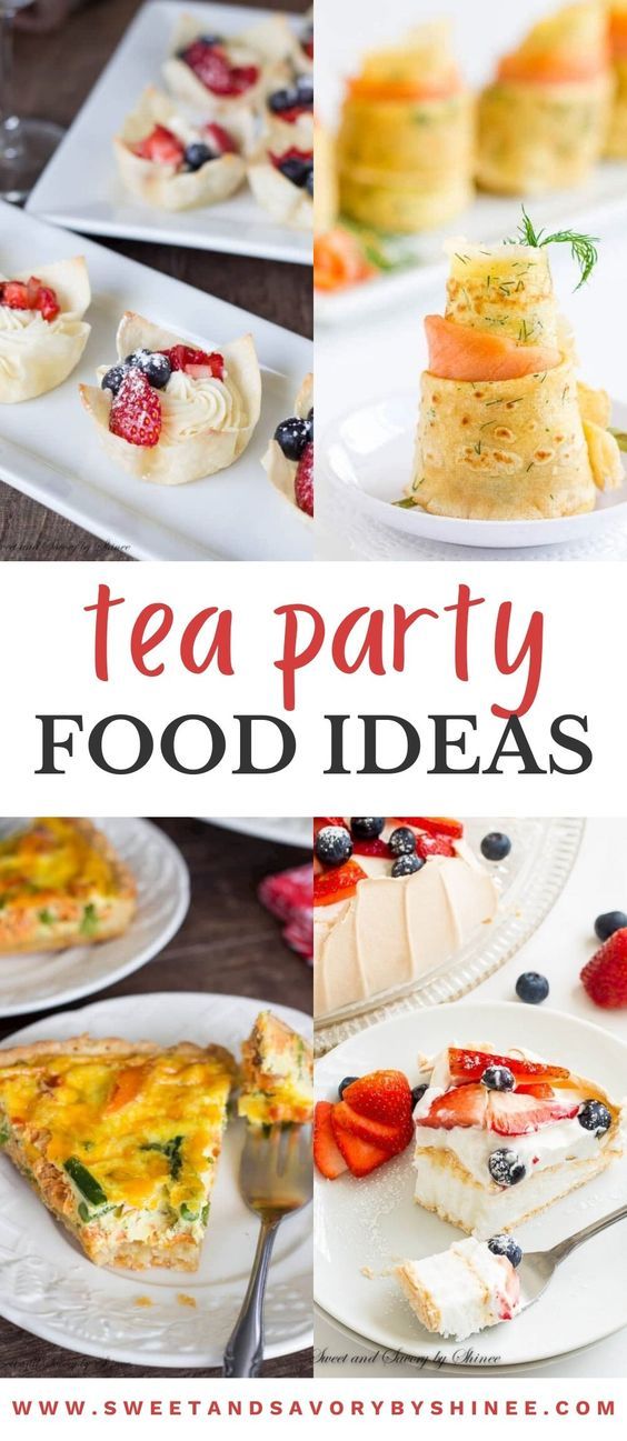 tea party food ideas with text overlay