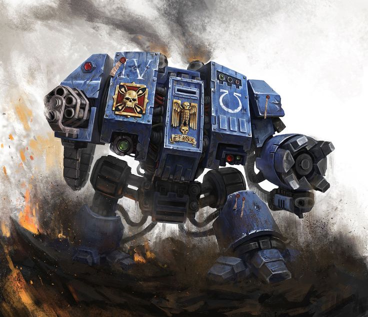 a painting of a blue warhammer with flames coming out of it's back