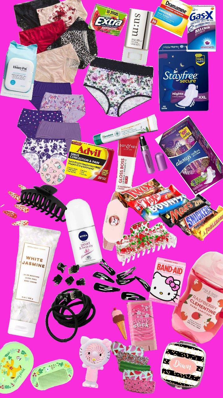 Emergency bag essentials 💗 Emergency Bag Essentials, Emergency Bags, School Emergency Kit, Emergency Bag, Sinus Congestion, Fun Sleepover Ideas, Sleepover Ideas, What In My Bag, Bag Essentials