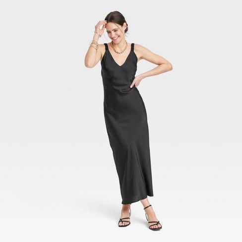 Women's Midi Perfect Slip Dress - A New Day™ Casual Date Nights, Linen Slip Dress, Large Pants, Large Dresses, Maternity Midi Dress, Midi Shift Dress, Fall Fashions, Midi Slip Dress, Short Sleeve Maxi Dresses