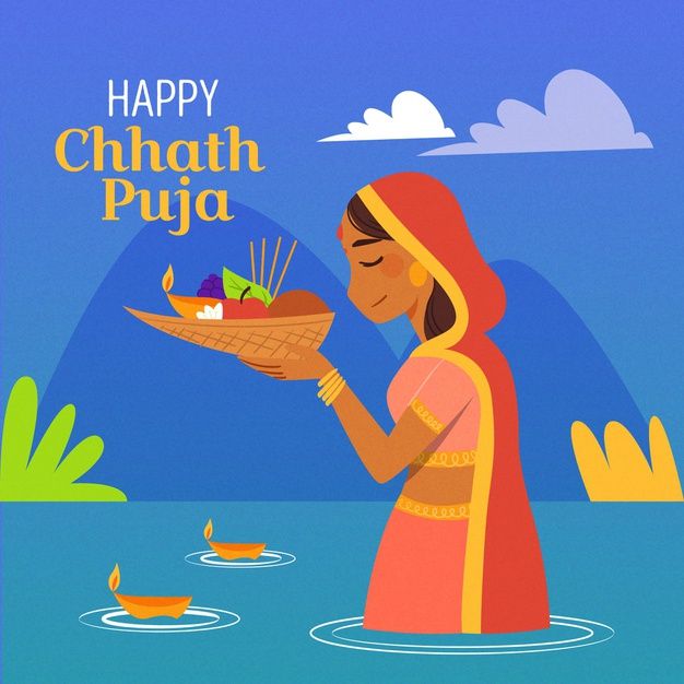 Hand drawn chhath puja | Free Vector #Freepik #freevector Happy Chatt Puja Images, Chhat Puja Rangoli, Chat Puja Drawing, Chhath Puja Rangoli, Chat Puja Image, Chat Puja Wishes, Chatt Puja Images, Happy Chat Puja, Chath Puja Photography