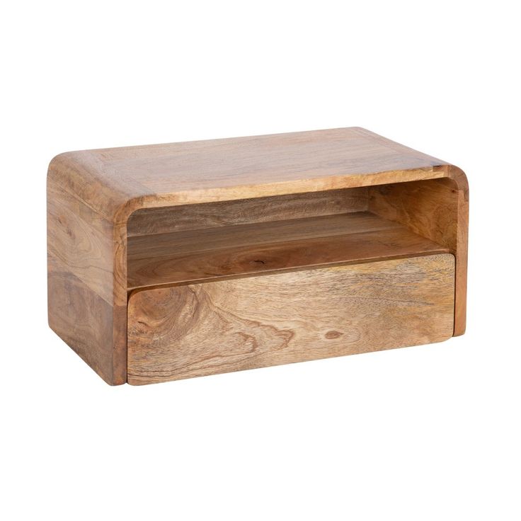 a wooden box with a shelf on top