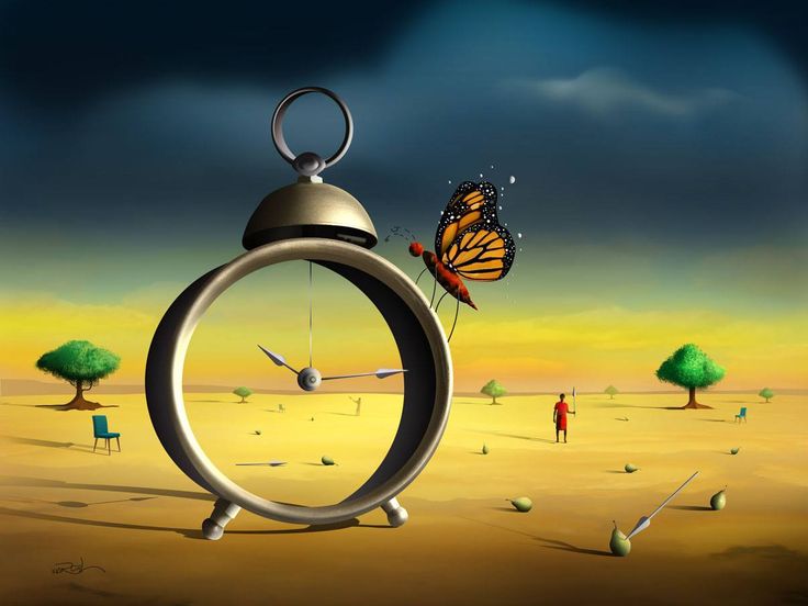 an image of a clock with a butterfly on it