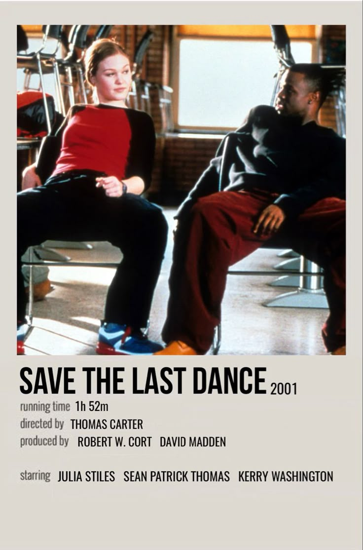 the poster for save the last dance, featuring two people sitting in chairs and one person standing