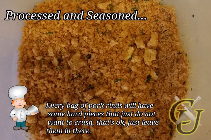 there is a recipe in the box with words on it that read, processed and seasoned