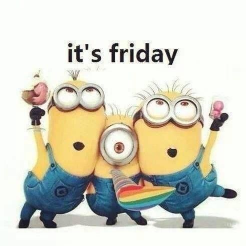 two minion characters are standing next to each other with the caption it's friday