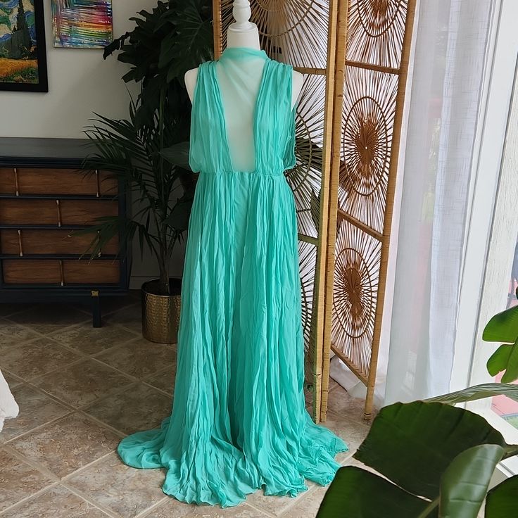 Forever That Girl Maxi Gown, Light Aqua, Size L. Plunging Neckline, Tulle Overlay. Size L. Maxi Gown, Light Aqua, Maxi Gowns, Girl Dresses, Plunging Neckline, Blue Green, Girls Dresses, Maxi Dress, Womens Dresses