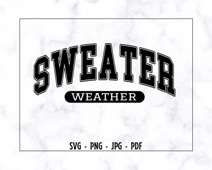 the sweater weather logo is shown in black and white