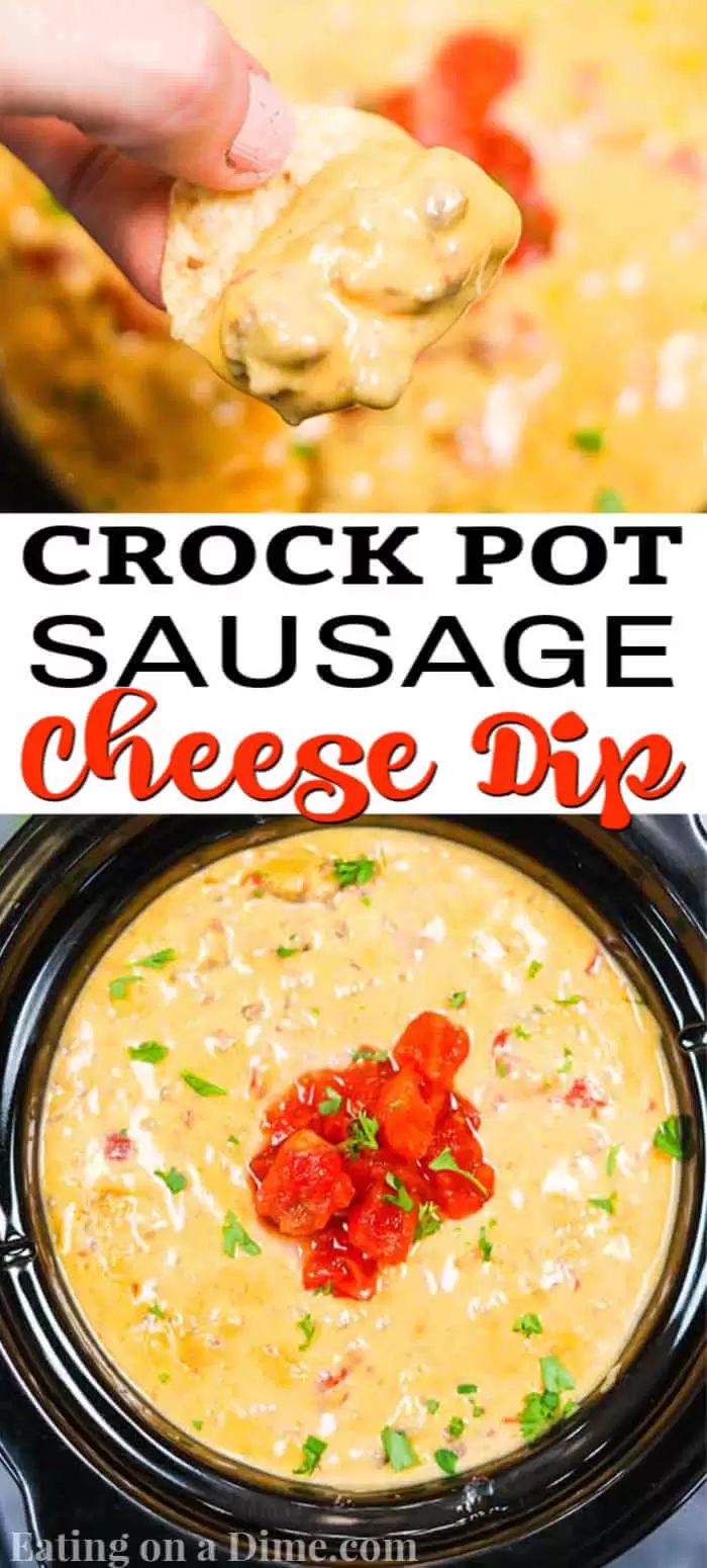 crock pot sausage cheese dip is an easy and delicious appetizer