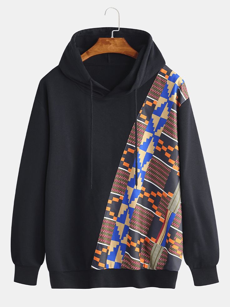 Mens Fashion Pattern Printing Hooded Drawstring Long Sleeve Casual Sweatshirt - MRSLM Winter Decorations, African Shirts, African Men Fashion, Sweatshirts Online, Men Fits, Fashion Pattern, African Clothing, Ethnic Fashion, Long Sleeve Casual