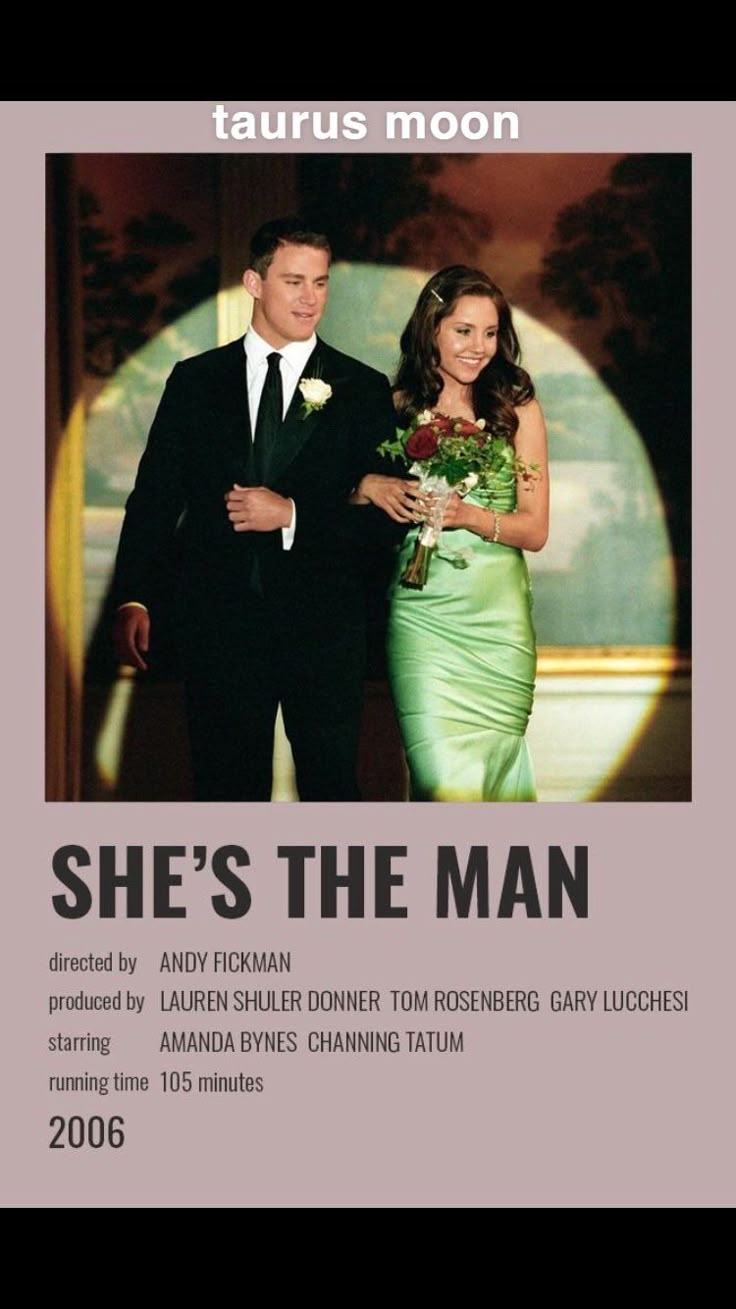 the poster for she's the man is shown with two men in tuxedos