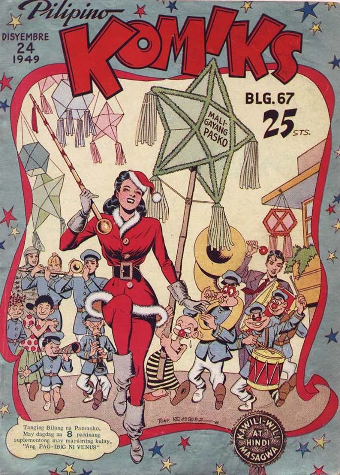 an old comic book cover with a woman dressed as santa claus and other people around her