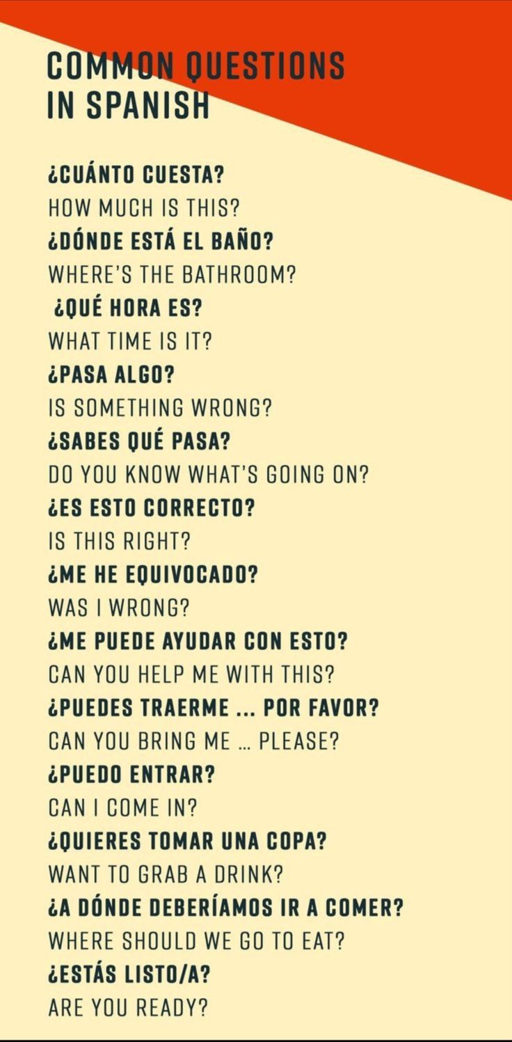 a poster with words in spanish and english on the side of it that says common questions in spanish