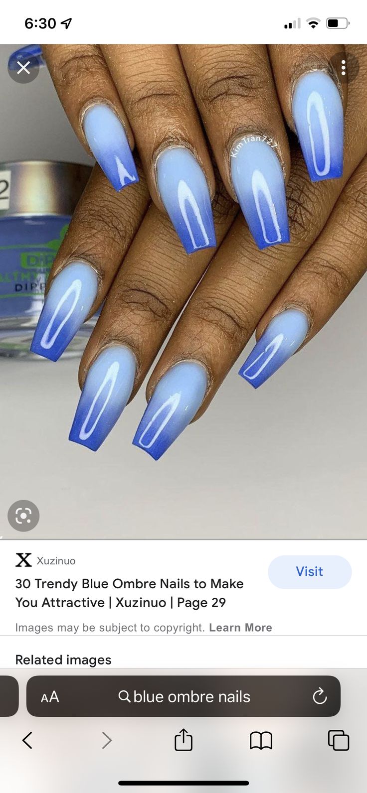 Blue Fade Nails Acrylic, Denim Inspired Nails, Gorgeous Nails Summer, Dark Blue Ombre Nails Acrylic, Sky Blue Chrome Nails, Ombré Blue Nails, Dark Blue Ombre Nails, Blue And White Ombre Nails, Blue Pedicure Ideas