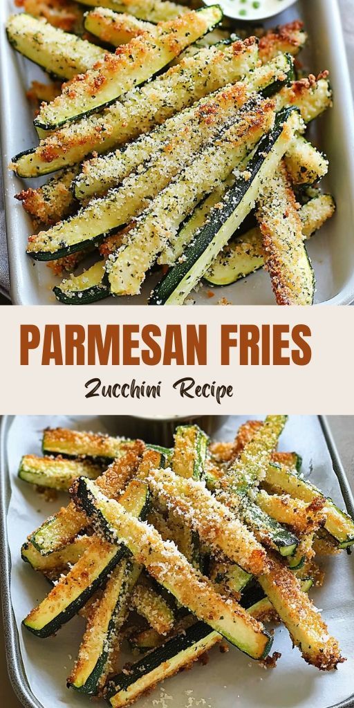 parmesan fries on a white plate with dipping sauce in the middle and an image of