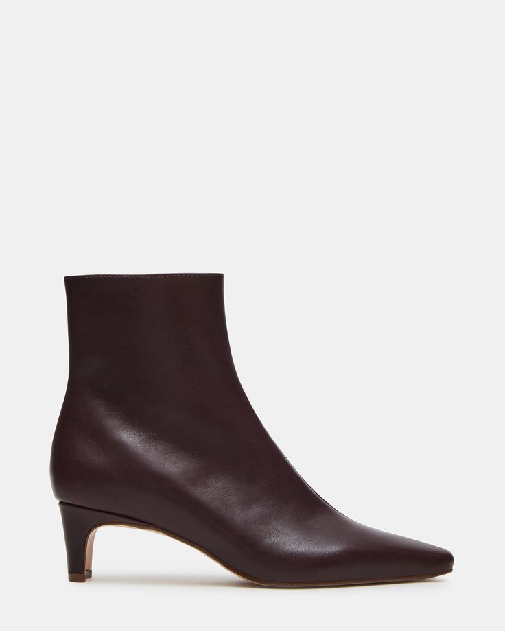 DELVIE BROWN/RED LEATHER Pointed Toe Boots Outfit, Autumn Moodboard, Kitten Heel Ankle Boots, Low Heel Ankle Boots, Women's Booties, Fall Mood, London Outfit, Pointed Toe Boots, Fashion 2024