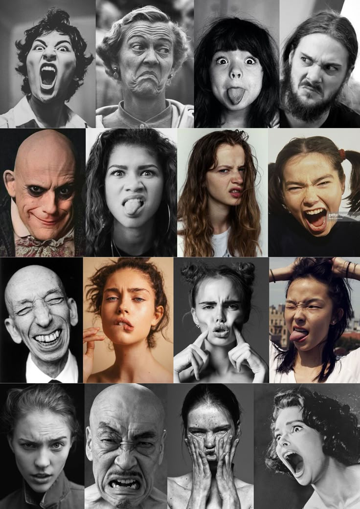 the many faces of people with different facial expressions