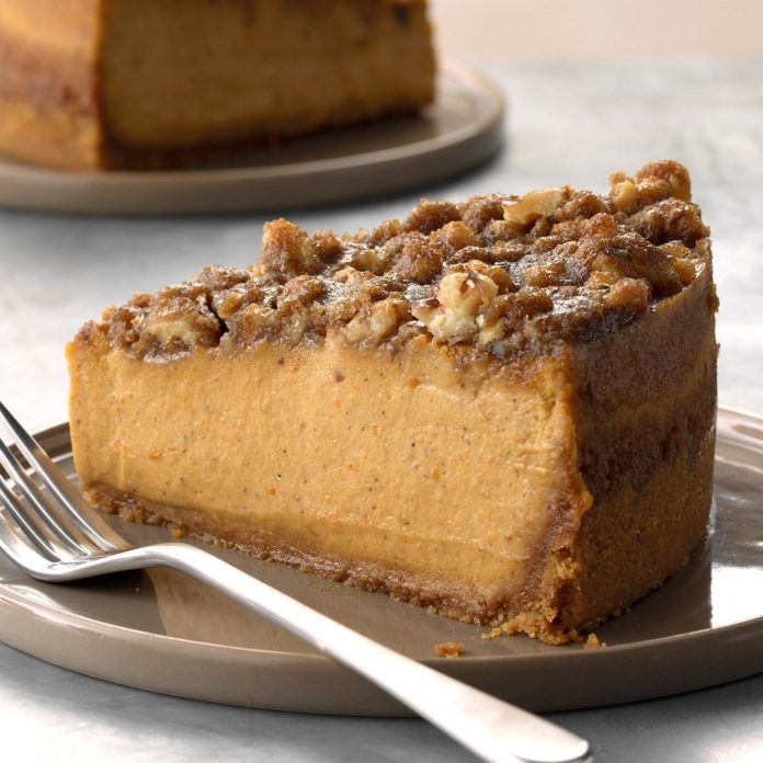 a piece of pie on a plate with a fork next to it and another slice in the background