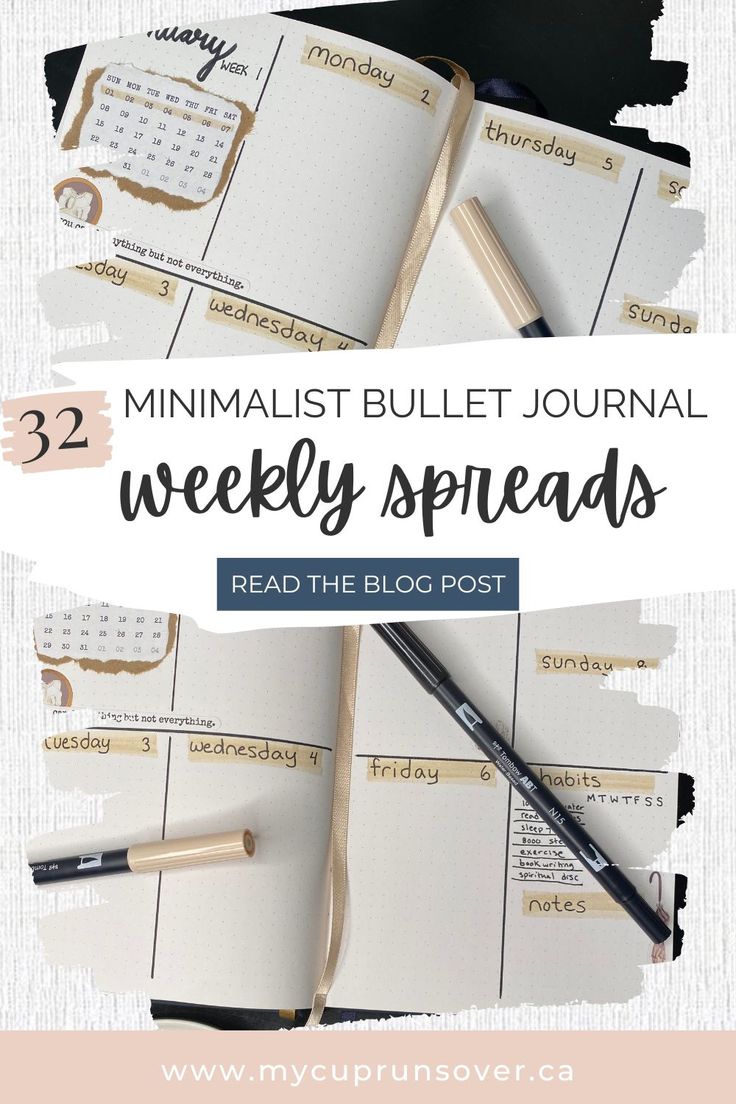 Are you looking for weekly spread ideas that are minimalistic yet inspiring? We’ve compiled a list of 32 minimalist weekly spread ideas to help you explore the wonderful world of bullet journaling. rnrnFrom classic color schemes and simple illustrations to modern design techniques and geometric patterns, there’s something here for everyone. With just a few basic supplies and some creativity, these minimalist spreads will have your bullet journal pages looking amazing all year long. Weekly Spreads Bullet Journal, Simple Weekly Bullet Journal Layout, Bullet Journal Weekly Spread Minimalist, Minimalist Weekly Spread, Simple Bullet Journal Ideas, Weekly Bullet Journal Layout, Weekly Spread Bullet Journal, Bullet Journal Weekly Spread Ideas, Bullet Journal Simple