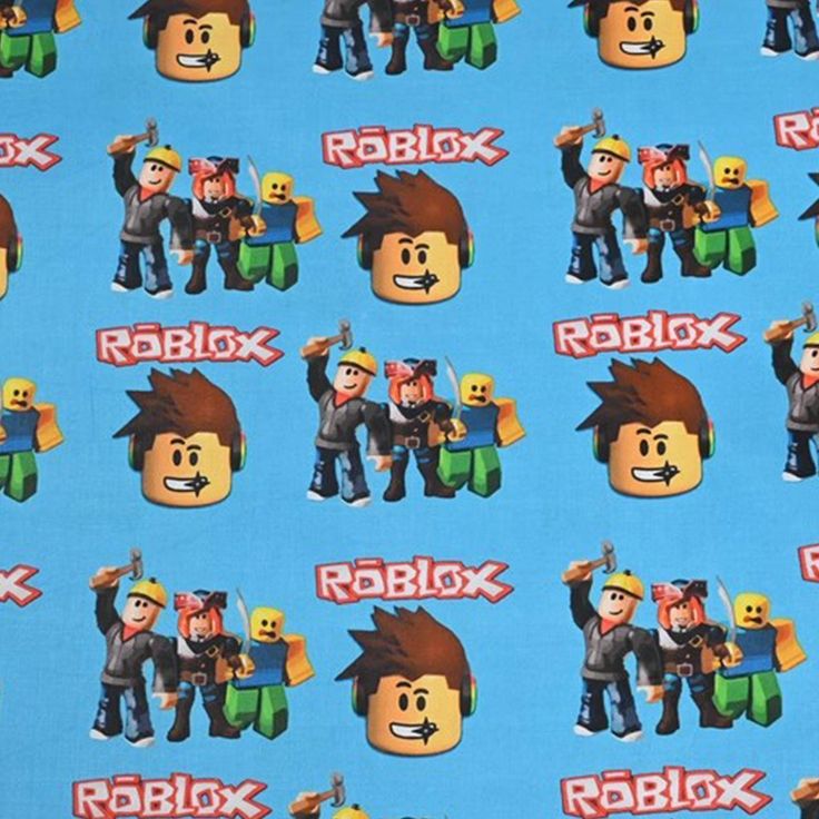 a blue fabric with roblox characters on it and the words roblox