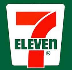 the seven seven logo is shown in red and white, with a green square behind it