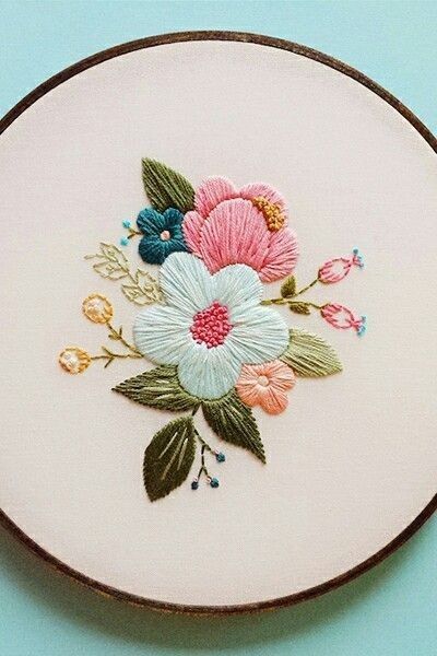 a white plate with pink and blue flowers on it