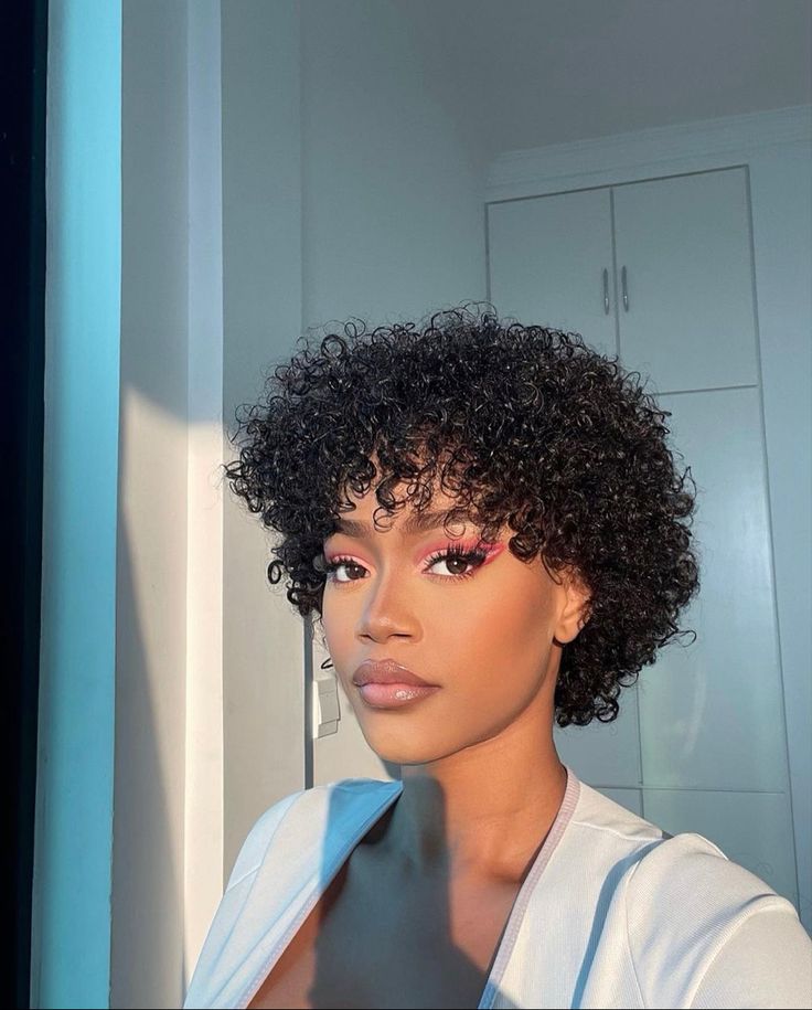 Short Curly Black Women Hairstyles, Short Type 4 Haircut, Ear Length Natural Hair, Twa With Bangs, Short Curly Afro Black Women, Curly Short Fro, Short Hair With Big Forehead, Short Type 3 Curly Hair, Big Chop Natural Hair Before And After