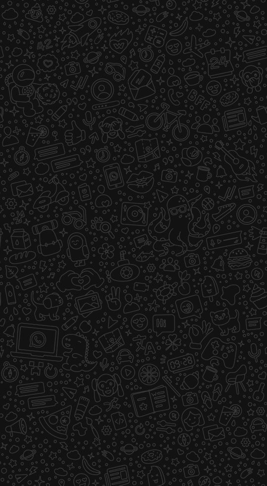 black and white doodle wallpaper with different types of objects in the dark background