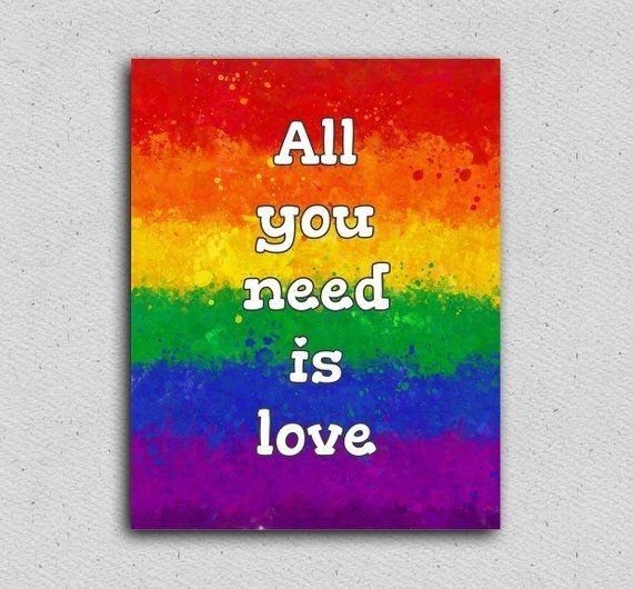 a colorful poster with the words all you need is love on it in white lettering