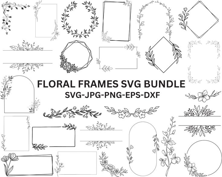 floral frames svg bundle with flowers and leaves