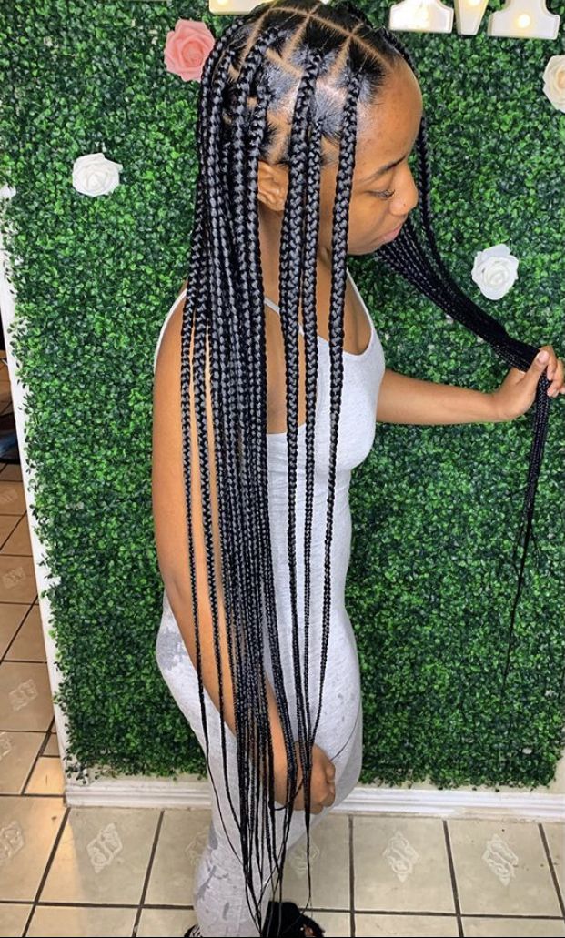 Large Jumbo Knotless Braids, Jumbo Knotless, Braided Hairstyles For Black Women Cornrows, Big Box Braids Hairstyles, Feed In Braids Hairstyles, Long Box Braids, Box Braids Hairstyles For Black Women, Braids Hairstyles Pictures, Cute Box Braids Hairstyles