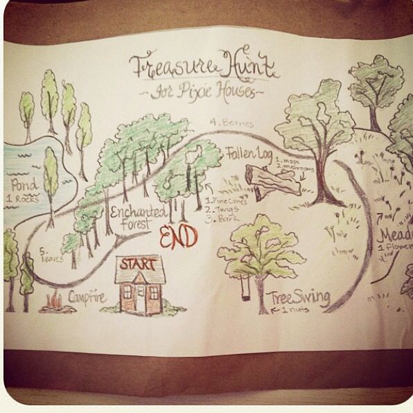 a hand drawn map with trees on it