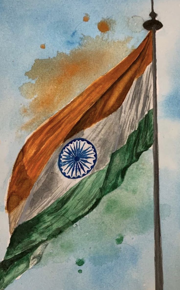 Independence Day Watercolour Drawing, Painting For 15 August, Indian Flag Painting Ideas, Independence Day Drawing Watercolor, 15 Th August Drawing, Drawing On 15 August, 15 August Drawing Idea, 15 August Painting, Independence Day Drawing Ideas India