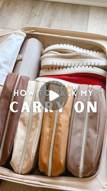 an open suitcase with several pieces of luggage in it and the words how to carry my carry on