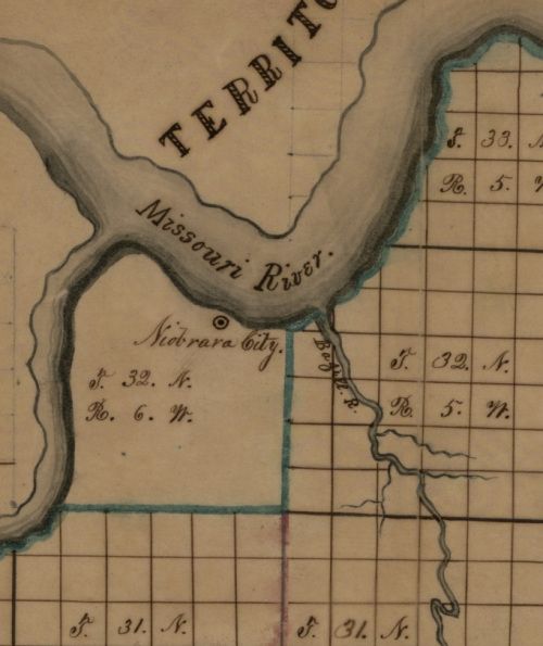 an old map shows the location of several rivers