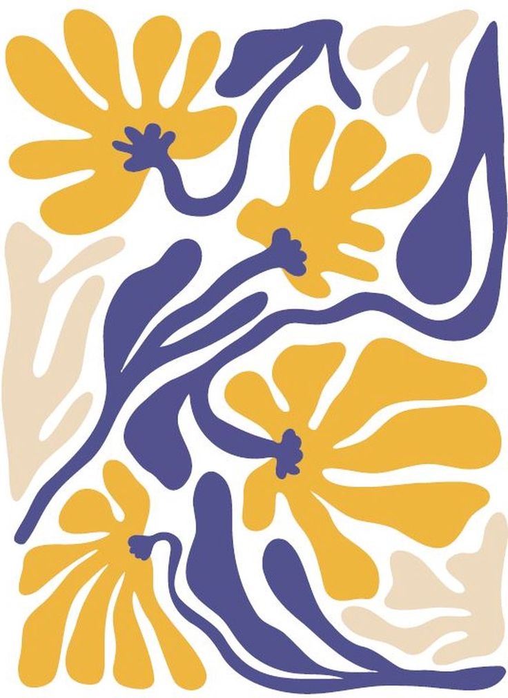 an image of yellow and blue flowers on a white background