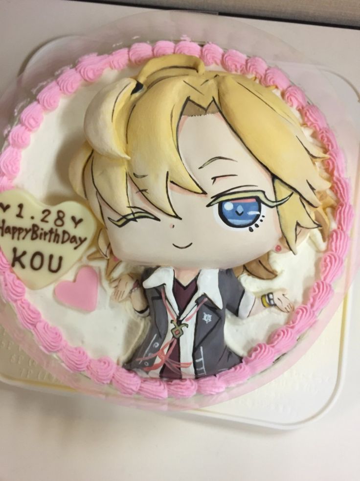 a birthday cake with an anime character on it