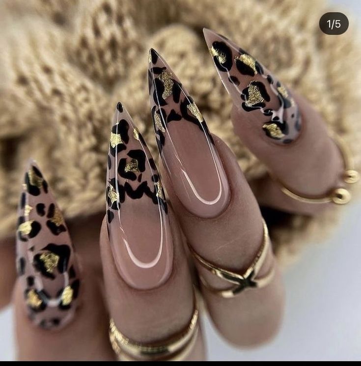 Leopard Nail Designs, Cheetah Nails, Sassy Nails, Leopard Print Nails, Stiletto Nails Designs, Leopard Nails, Animal Print Nails, Glam Nails, Bling Nails