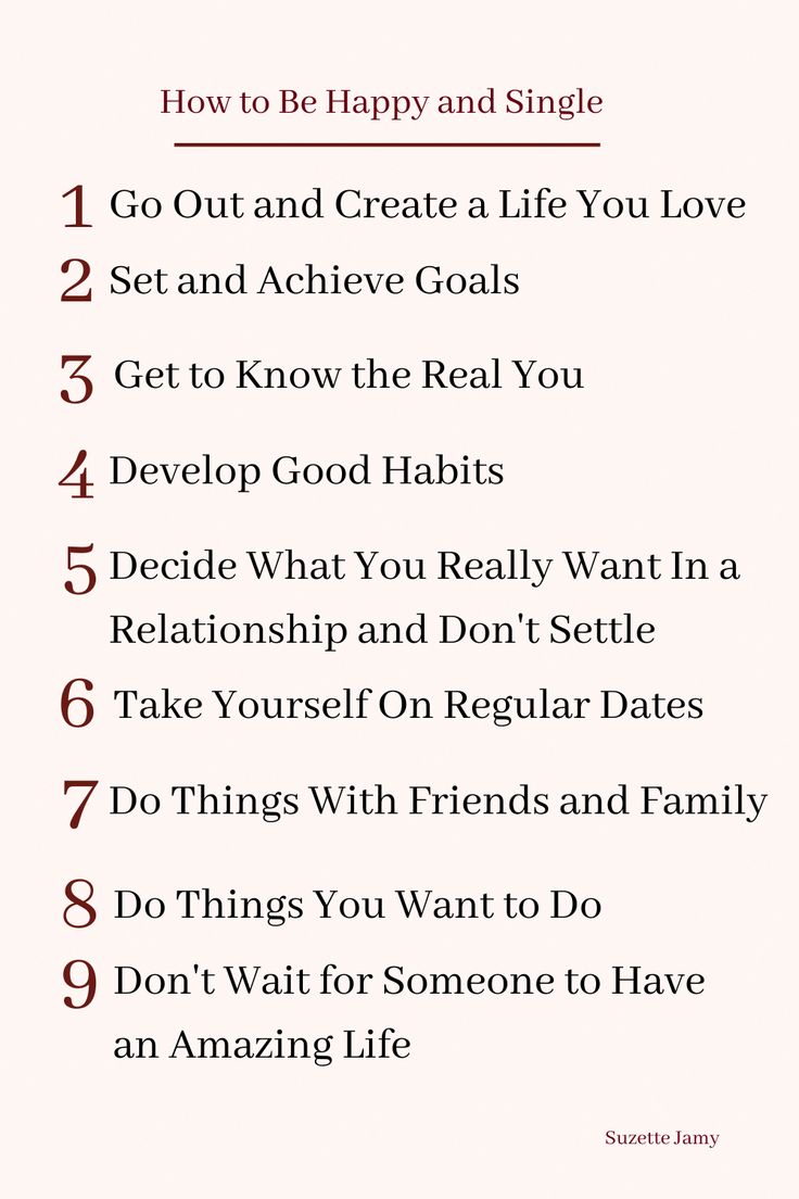 a list with the words how to be happy and single