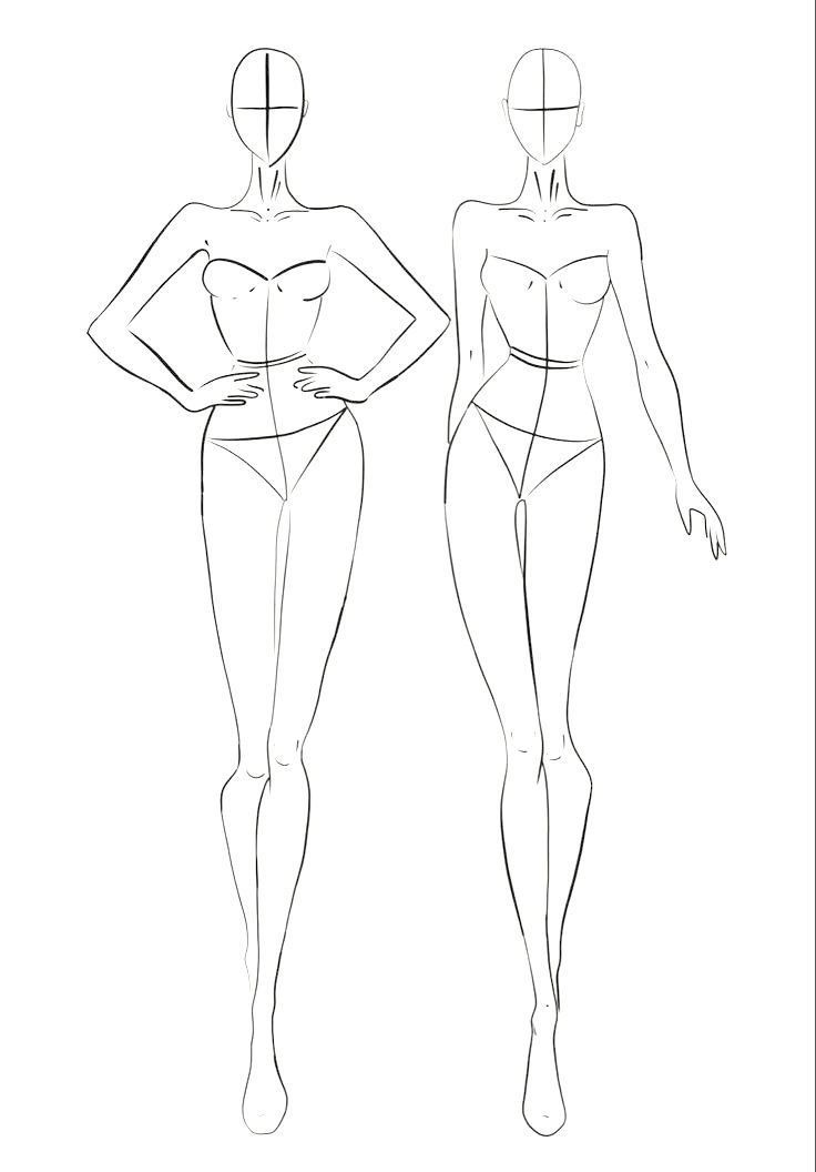 a line drawing of two women's body shapes