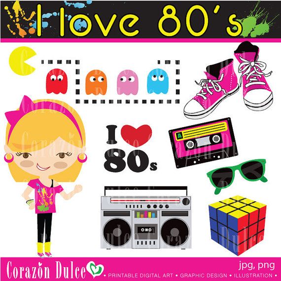 80's Digital Clip Art Set  Personal and Commercial by corazondulce, $5.50 1980s Party, 1980s Kids, 80s Theme, Kids Vector, Retro Background, Glitter Graphics, Kit Digital, Classroom Themes, Free Clip Art