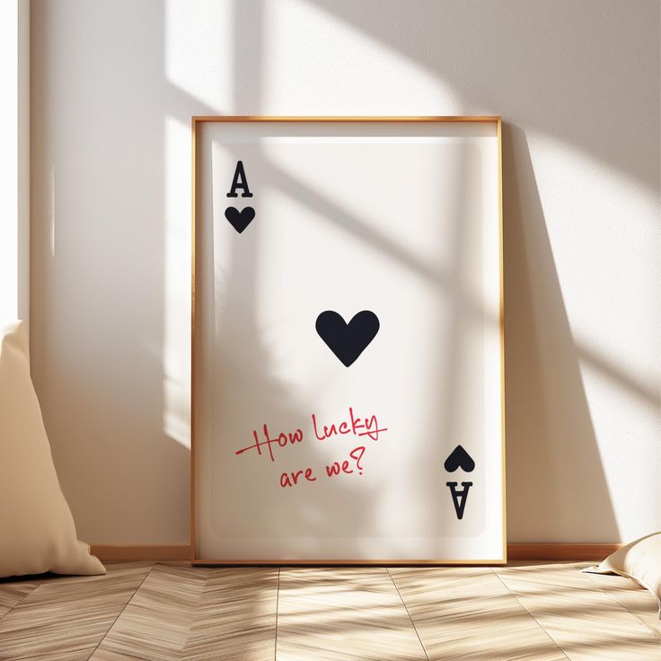 How Lucky Are We ACE OF HEARTS Card Poster, Trendy Wall Art, Affirmation Quote, Retro Trendy Aesthetic Wall Art, Funky Playing Card Wall Art Ace Of Hearts Card, Wall Art Funky, Hearts Card, Art Funky, Aesthetic Wall Art, Ace Of Hearts, Card Poster, Trendy Aesthetic, Vintage Type