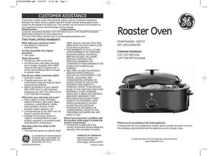 the instructions for roaster ovens are shown in this brochure, which is also